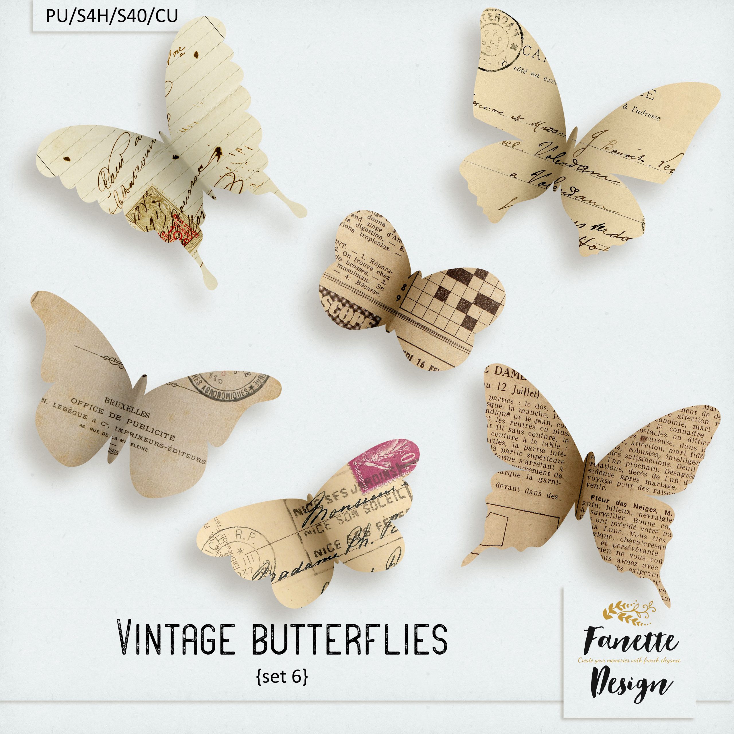 Vintage Butterflies Set 6